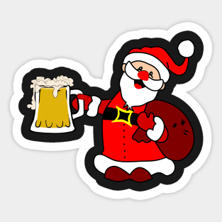 Santa is here with beer Sticker